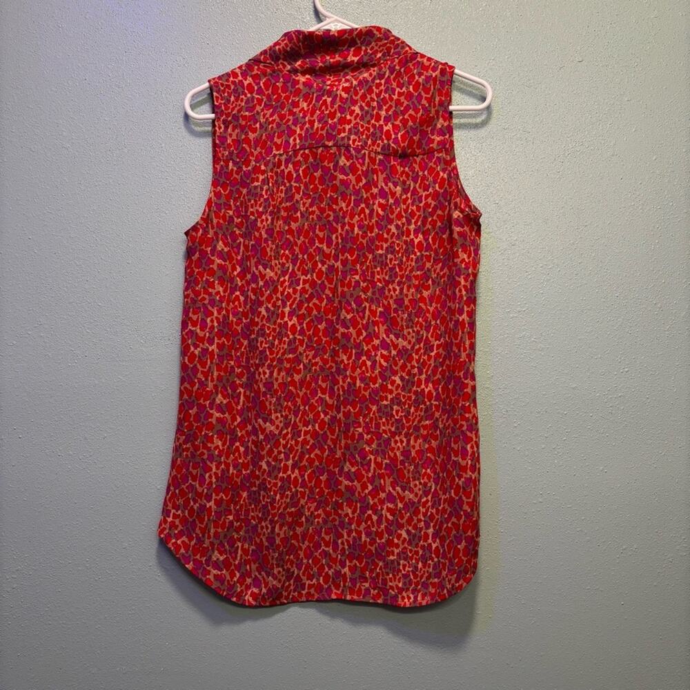 CAbi Collared Pink and Red Sleeveless Button Down High Low Blouse Top Size S - Picture 6 of 8